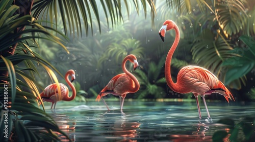 a background with flamingo pattern photo