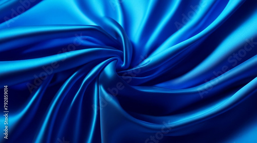 deep blue satin fabric  sapphire color  soft folds  texture  background image