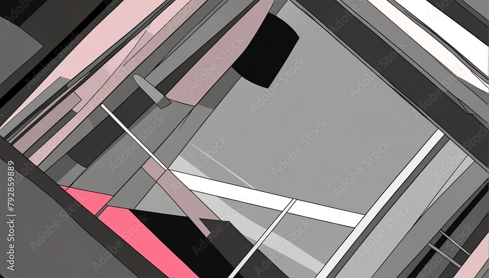 Obraz premium abstract gray theme geometric shapes retro pop art anime cartoon style background from Generative AI