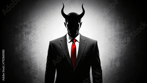 Black Businessman with demon horn Illustration photo