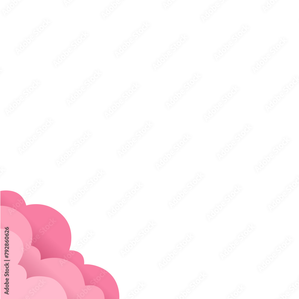 Obraz premium Pink Paper Cut Clouds Corner Border