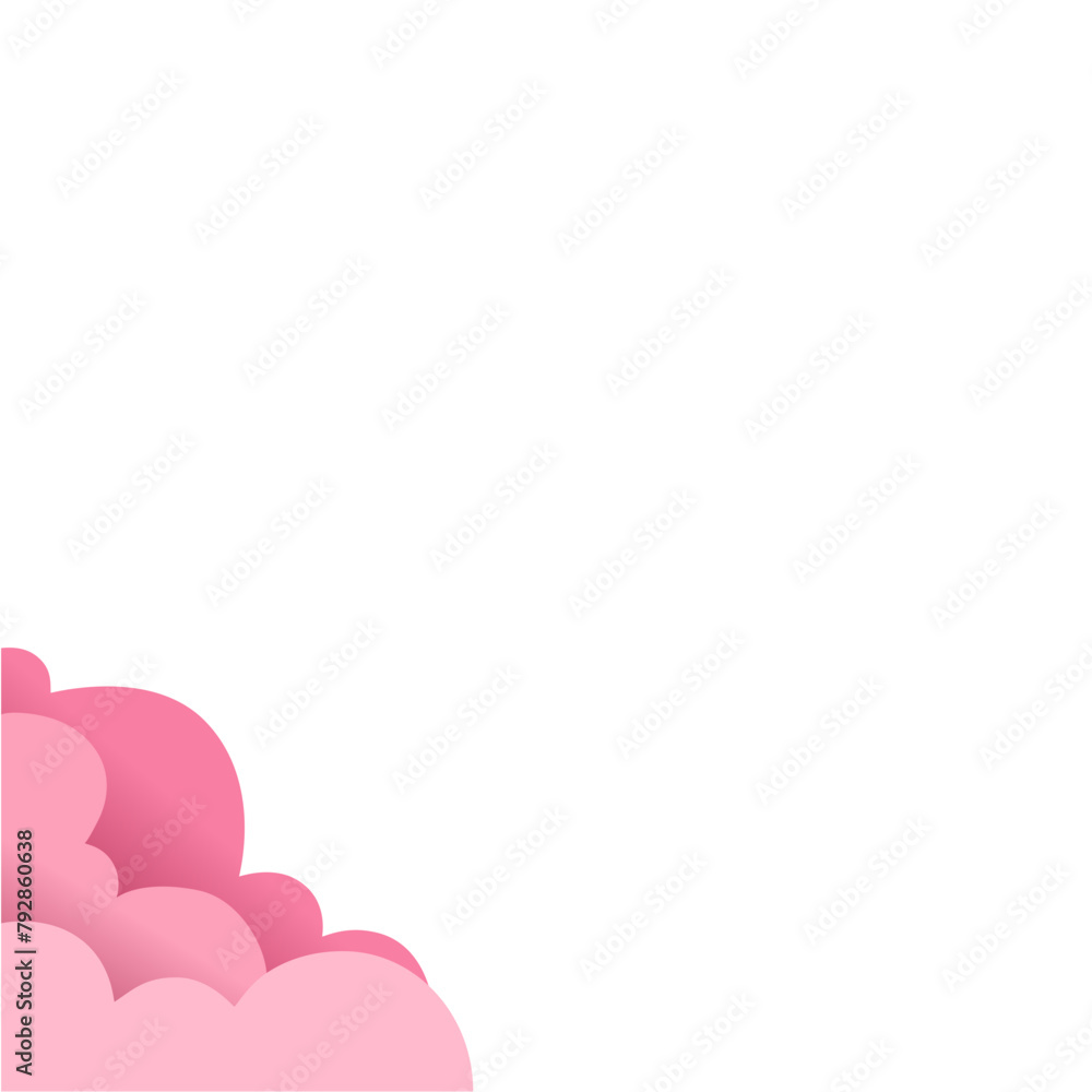 Pink Paper Cut Clouds  Corner Border 