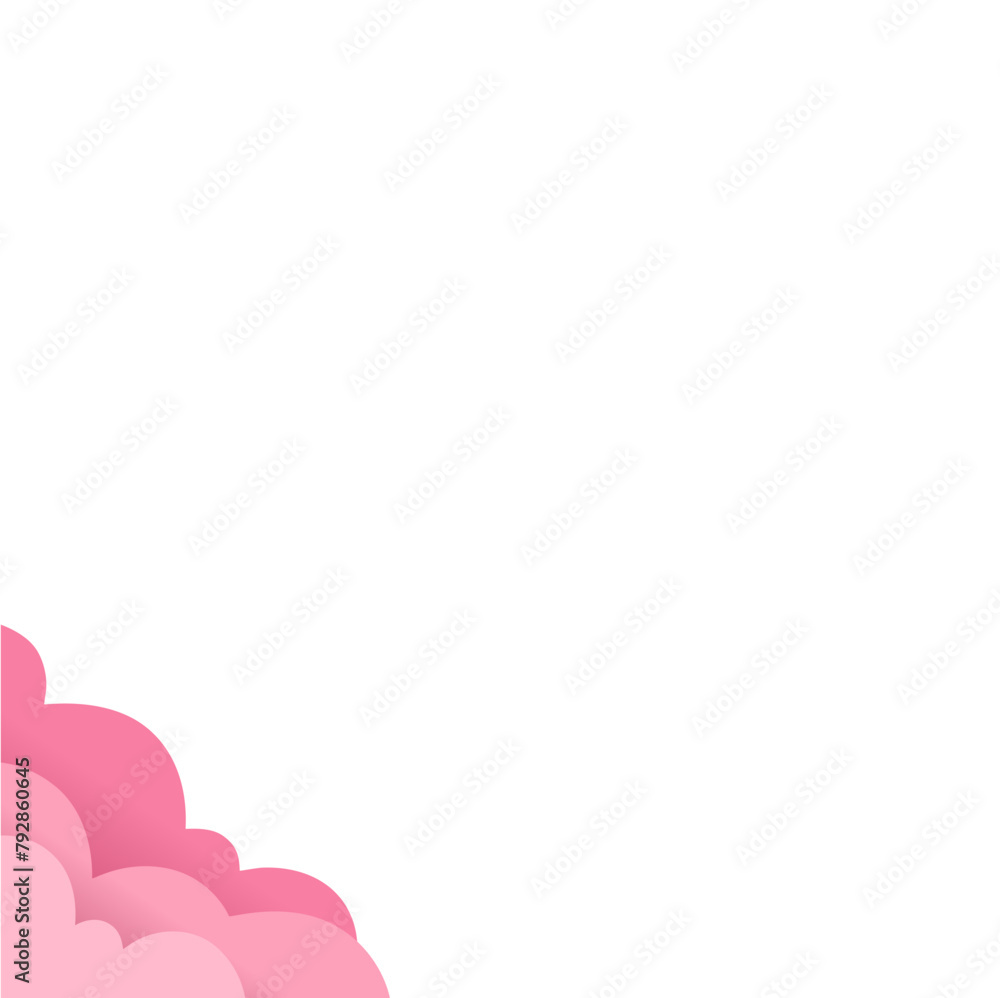 Pink Paper Cut Clouds  Corner Border 