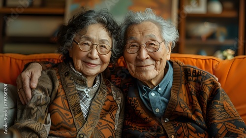 Elderly couple in a heartwarming moment of love and laughter