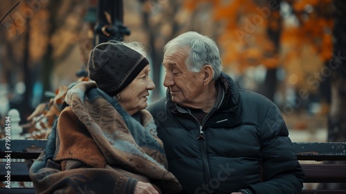 Gemeinsame Momente: Älteres Paar im Park