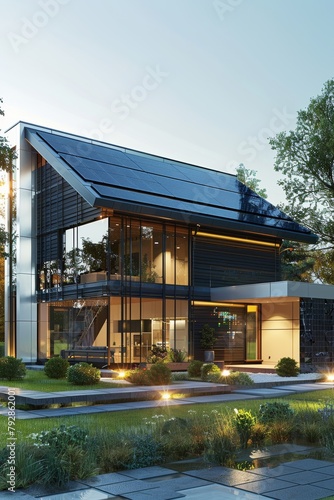 modern sleek design homepower lines running through the city skyline photo