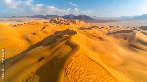 Expansive Desert Dunes Unfold in Serene Aerial Panorama of Intricately Textured Sands and Mesmerizing Patterns description This breathtaking aerial
