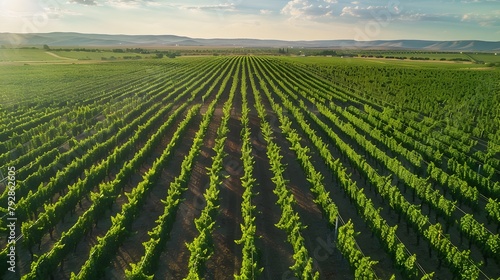 Sprawling Vineyard Landscape at Harvest Time in Aerial View