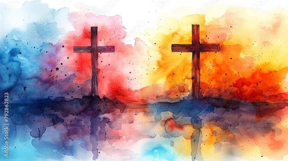 Christian symbol.an illustrated pastel colors watercolor