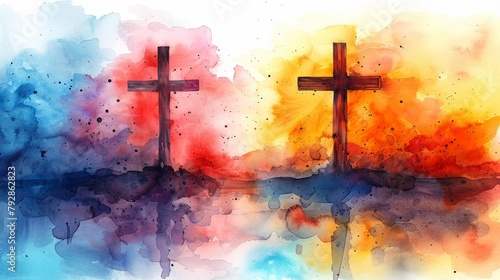 Christian symbol.an illustrated pastel colors watercolor