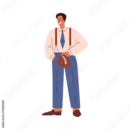 Retro style man with camera vector illustration