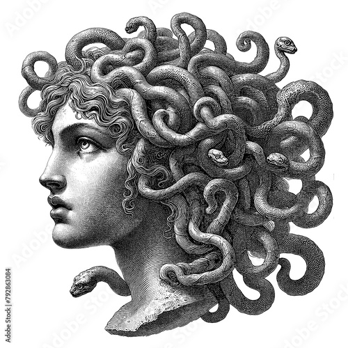 Mesmerizing Medusa A Haunting Portrait of Greek Mythology's Most Enigmatic Figure, generative AI photo