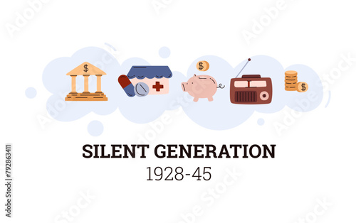 Silent Generation values and icons vector set