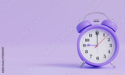 Purple alarm clock on soft purple color background (ID: 792863417)