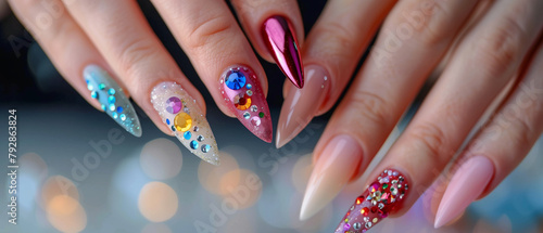 a woman nail art in beauty salon