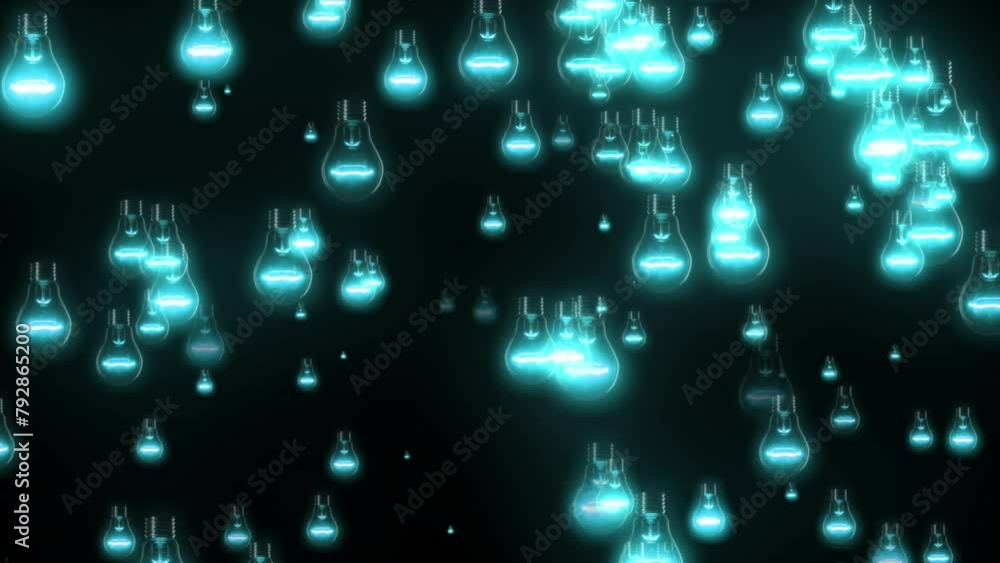 3D illustration design of bulbs glowing and moving seamlessly on a black background 3D illustration design of bulbs glowing and moving seamlessly on a black background