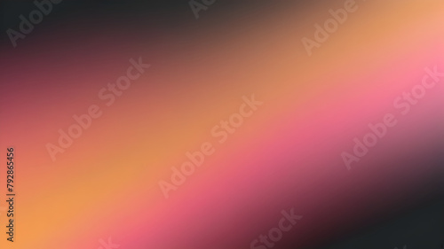 Blurred color gradient orange pink black grainy color gradient background. Website background. Copy paste area for text