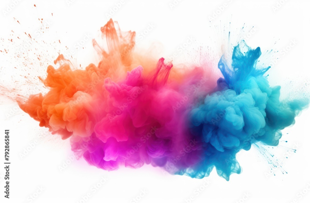 abstract powder splatted background. Colorful powder explosion on white background