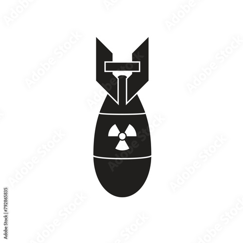 nuclear bomb with a radiation sign. Icon of a hydrogen bomb or nuclear warhead.