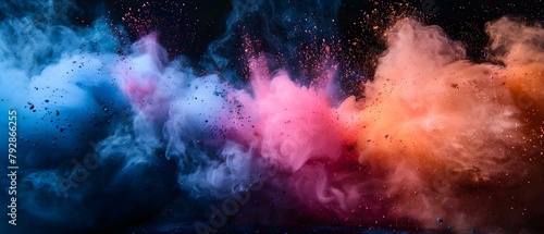Colorful powder explosion on black background creates dynamic visual chaos. Concept Powder Explosion  Colorful Background  Visual Chaos  Dynamic  Abstract Art