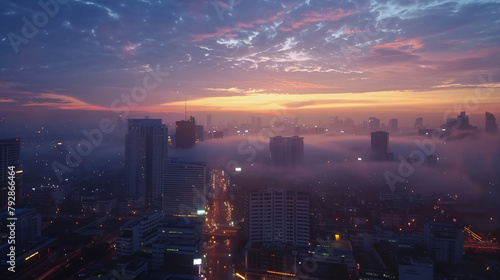 Bangkok cityscape. Bangkok sunrise in the business