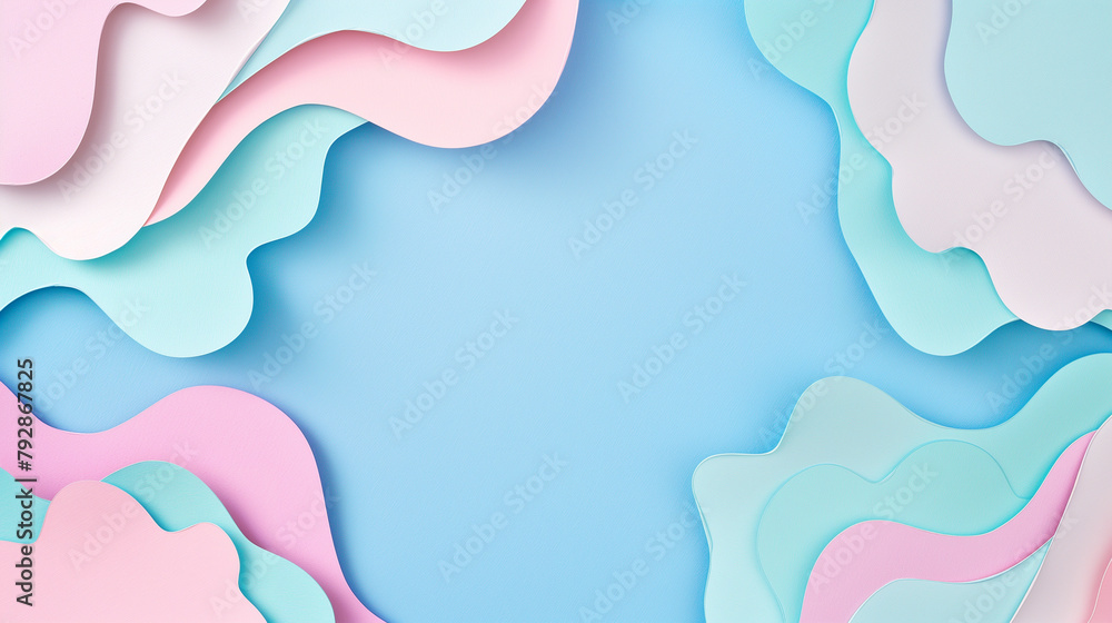 Paper cut 3D abstract background with colorful paper cut shapes.