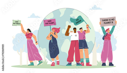 Vector illustration of environmental protest "Save our planet".