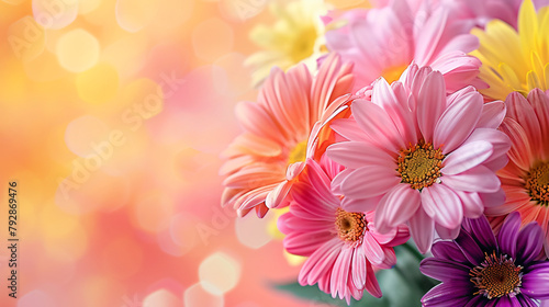 Beautiful colored flowers with copyspace