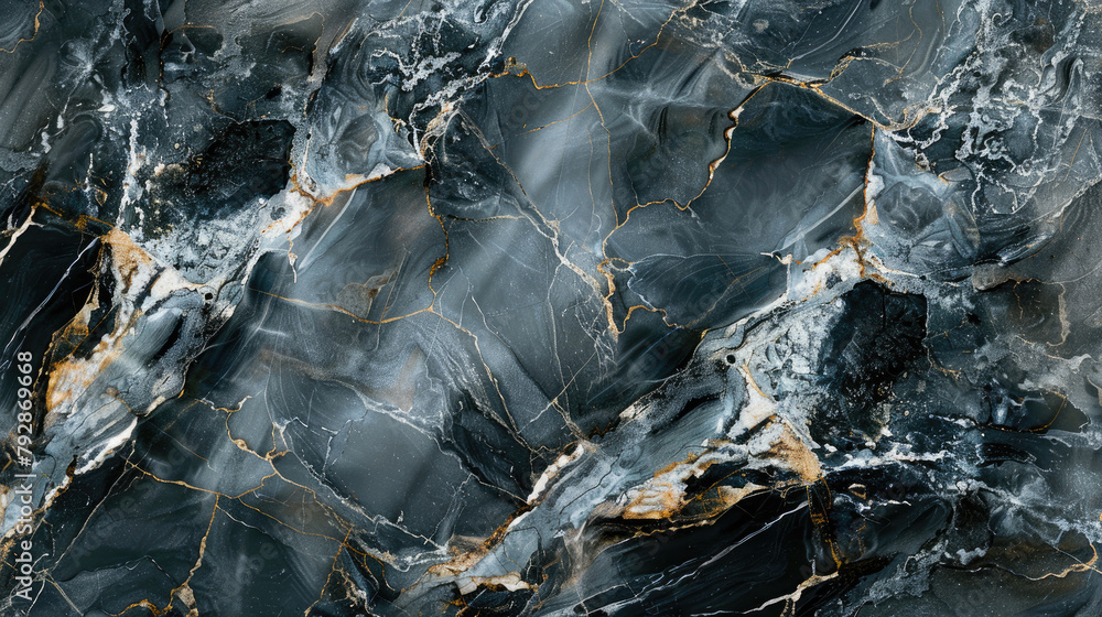 Luxurious Black Marble Background with Striking Veins