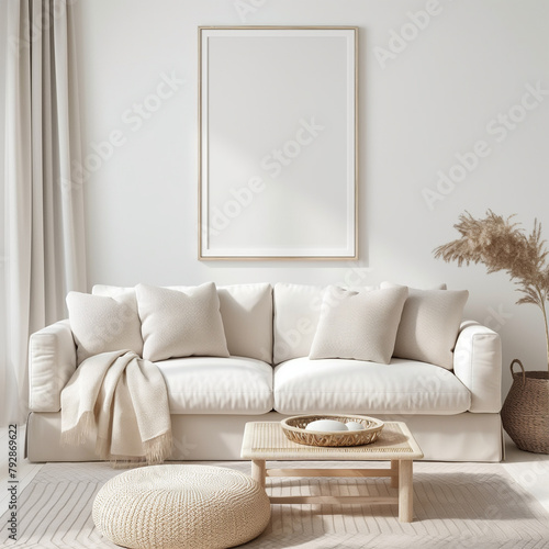 frame mockup  poster mockup living room wall   blank frame mockup with modern decoration