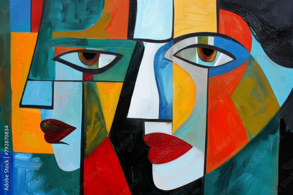 Cubism portrait of woman, AI generated