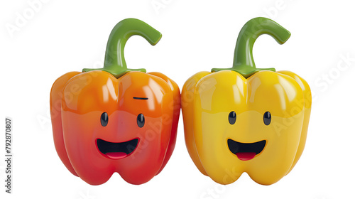 Cute bell pepper cartoon character on cut out background. photo