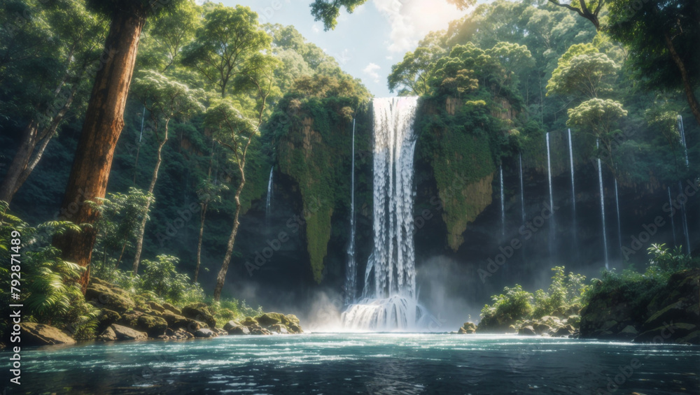 A waterfall in a jungle