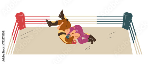 Pivotal wrestling pin move vector illustration