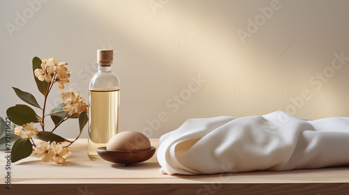 spa still life with candles and towel