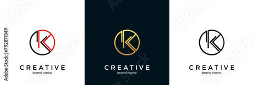 Letter K logo icon line design template elements