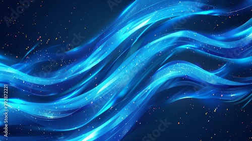 A set of abstract modern banners with smooth shiny blue waves