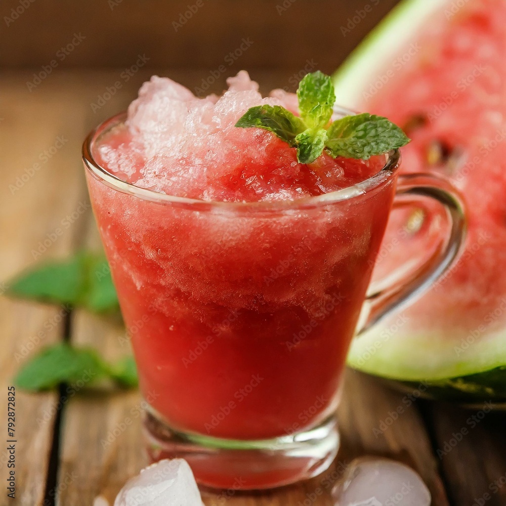 Watermelon juice on wooden background. Macro, Closeup.
Watermelon juice on wooden background. Macro, Closeup.