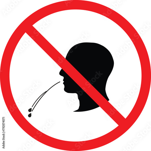 No Spitting icon board vector | No Spitting sign | Do Not Spit Here
