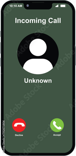 Unknown call screen, incoming call screenshot, Unknown number calling Mobile, scam phone call