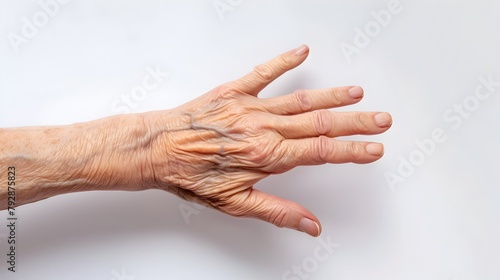 Detailed Study of an Elderly Hand in an Open and Inviting Pose with Relaxed Fingers and Soft Natural Lighting