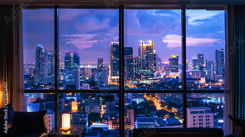 A night city view from a luxury apartment
