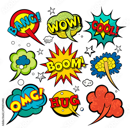 Set Comic speech bubbles on a white background, various styles