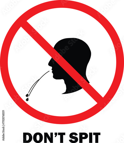 No Spitting icon board vector | No Spitting sign | Do Not Spit Here