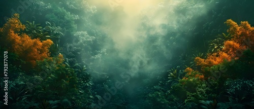 Abstract digital design of lush rainforest with diverse flora ideal adventurous background. Concept Digital Design, Lush Rainforest, Diverse Flora, Adventure Background