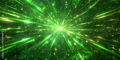 Green light burst speed montion background, green Explode particles freeze splash, gsuitable for futuristic, technology, or energy concept designs, banner, copy space, 