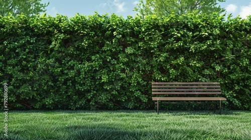 Fototapeta Naklejka Na Ścianę i Meble -  illustration of hedges and chairs in the backyard, design for poster banner background, 3d render