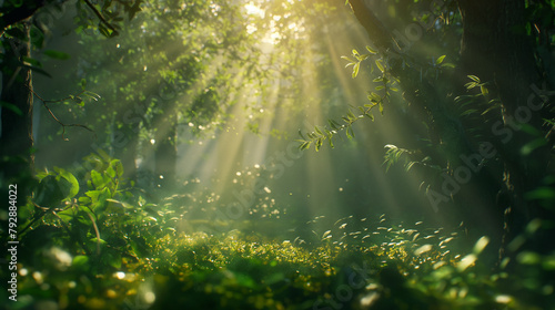 sun rays in the forest #792884022