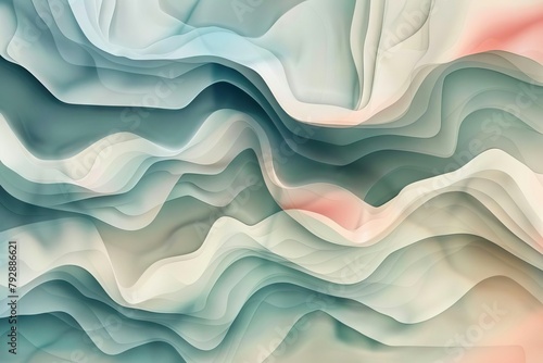Design of flowing, organic shapes that mimic watercolor blends, perfect for serene backgrounds in mindfulness apps and relaxation spaces photo