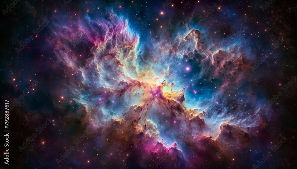 Cosmic background with a blue purple nebula and stars Cosmic background with a blue purple nebula and stars